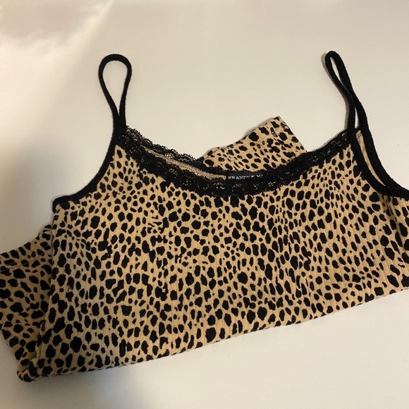 Brandy Melville Cheetah Print Lace Cropped Cami - Picture 1 of 3